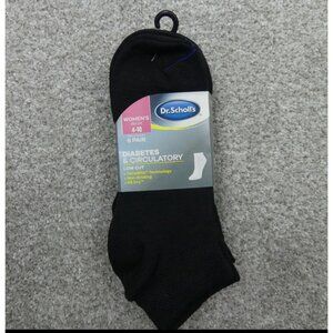 Dr Scholls Socks Women's Fits Shoe Size 4-10 Black Low Cut Circulatory 6 Pair NI